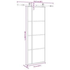 Vidaxl Posuvné dvere s kovaním 76x205 cm ESG sklo a hliník