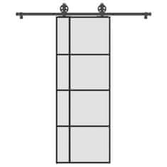 shumee vidaXL Posuvné dvere s kovaním 76x205 cm ESG sklo a hliník