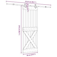 Vidaxl Posuvné dvere so sadou kovania 70x210 cm borovicový masív