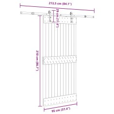 Vidaxl Posuvné dvere so sadou kovania 95x210 cm borovicový masív