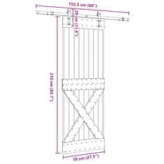 Vidaxl Posuvné dvere so sadou kovania 70x210 cm borovicový masív