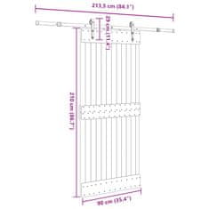 Vidaxl Posuvné dvere so sadou kovania 90x210 cm borovicový masív