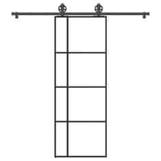 shumee vidaXL Posuvné dvere s kovaním 76x205 cm ESG sklo a hliník