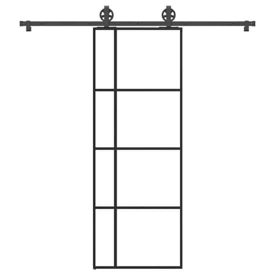 shumee vidaXL Posuvné dvere s kovaním 76x205 cm ESG sklo a hliník