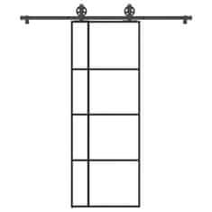 shumee vidaXL Posuvné dvere s kovaním 76x205 cm ESG sklo a hliník