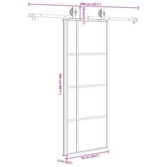 Vidaxl Posuvné dvere s kovaním 76x205 cm ESG sklo a hliník