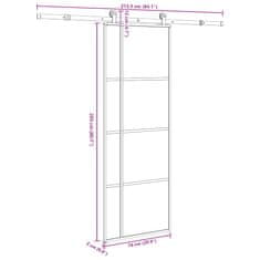 Vidaxl Posuvné dvere s kovaním 76x205 cm ESG sklo a hliník