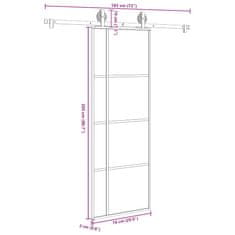 Vidaxl Posuvné dvere s kovaním 76x205 cm ESG sklo a hliník