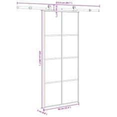 Vidaxl Posuvné dvere s kovaním ESG sklo a hliník 90x205 cm