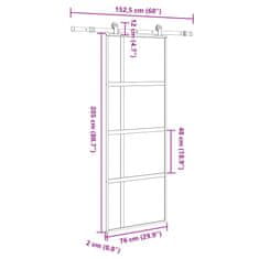 Vidaxl Posuvné dvere s kovaním 76x205 cm tvrdené sklo a hliník úzke