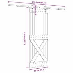 Vidaxl Posuvné dvere so sadou kovania 70x210 cm borovicový masív