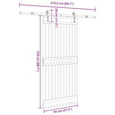 Vidaxl Posuvné dvere so sadou kovania 95x210 cm borovicový masív