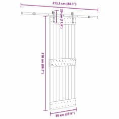 Vidaxl Posuvné dvere so sadou kovania 70x210 cm borovicový masív