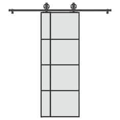 shumee vidaXL Posuvné dvere s kovaním 76x205 cm ESG sklo a hliník