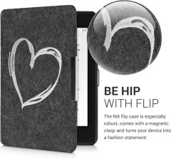 KW Puzdro KW Mobile Felt Brushed Heart - KW4848910 - pre Amazon Kindle Paperwhite 4 (2018) - čierne