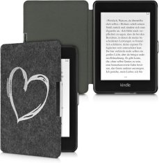 KW Puzdro KW Mobile Felt Brushed Heart - KW4848910 - pre Amazon Kindle Paperwhite 4 (2018) - čierne