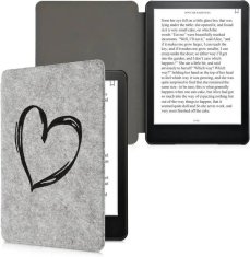 KW Puzdro KW Mobile Felt Brushed Heart - KW5626005 - pre Amazon Kindle Paperwhite 5 (2021) - svetlo šedé