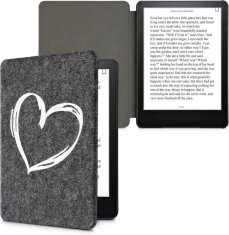 KW Puzdro KW Mobile Felt Brushed Heart - KW5626003 - pre Amazon Kindle Paperwhite 5 (2021) - tmavo šedé