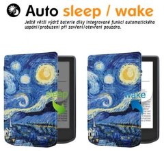 Durable Lock Armori Trimer T058, púzdro pre Pocketbook 629 Verse / 634 Verse Pro - magnetické zatváranie, AutoSleep, motív Gogh