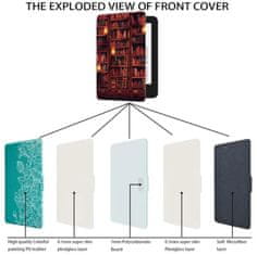 Durable Lock Armori Trimer T128, púzdro pre Amazon Kindle Paperwhite 1/2/3 - magnetické zatváranie, AutoSleep, motív Library