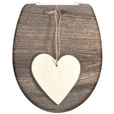 Petromila vidaXL SCHÜTTE WC sedadlo s pomalým zatváraním WOOD HEART potlač duroplast