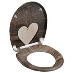 Petromila vidaXL SCHÜTTE WC sedadlo s pomalým zatváraním WOOD HEART potlač duroplast