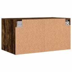 Vidaxl Nástenné skrinky sklenené dvierka 2 ks dymový dub 68,5x37x35 cm