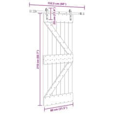 Vidaxl Posuvné dvere so sadou kovania 80x210 cm borovicový masív