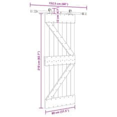 Vidaxl Posuvné dvere so sadou kovania 80x210 cm borovicový masív