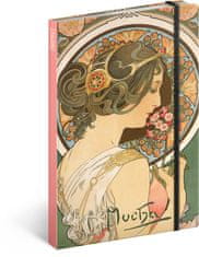 Presco Group NOTIQUE Notes Alfons Mucha – Maxana, linajkový, 13 x 21 cm