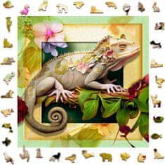 Wooden city Drevené puzzle Chameleon a kvety 505 dielikov