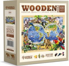 Wooden city Drevené puzzle Mapa sveta zvierat 1010 dielikov