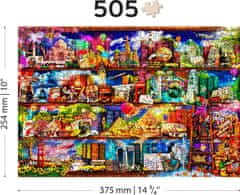 Wooden city Drevené puzzle Police na knihy o cestovaní 505 dielikov