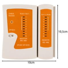 MG Bigstren tester káblov RJ45 / RJ11, biely/oranžový