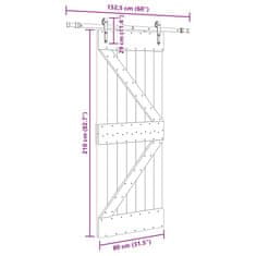 Vidaxl Posuvné dvere so sadou kovania 80x210 cm borovicový masív