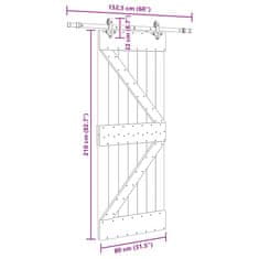 Vidaxl Posuvné dvere so sadou kovania 80x210 cm borovicový masív