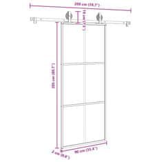 Vidaxl Posuvné dvere s kovaním ESG sklo a hliník 90x205 cm