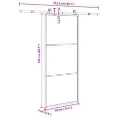 Vidaxl Posuvné dvere s kovaním ESG sklo a hliník 90x205 cm