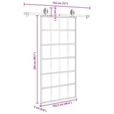 Vidaxl Posuvné dvere s kovaním 102x205 cm ESG sklo a hliník