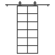 shumee vidaXL Posuvné dvere s kovaním ESG sklo a hliník 90x205 cm