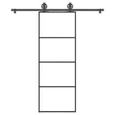 shumee vidaXL Posuvné dvere s kovaním 76x205 cm ESG sklo a hliník