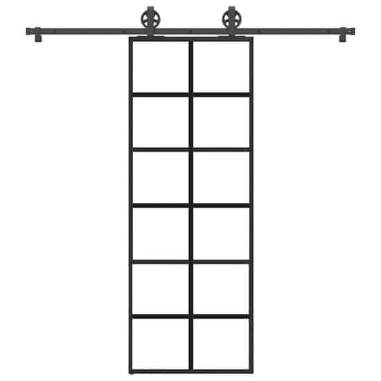 shumee vidaXL Posuvné dvere s kovaním 76x205 cm ESG sklo a hliník