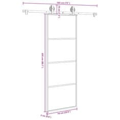 Vidaxl Posuvné dvere s kovaním 76x205 cm ESG sklo a hliník