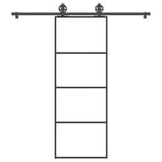 shumee vidaXL Posuvné dvere s kovaním 76x205 cm ESG sklo a hliník