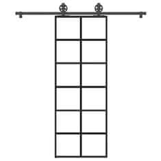 shumee vidaXL Posuvné dvere s kovaním 76x205 cm ESG sklo a hliník