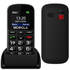 Mobiola MB200, praktický mobilný telefón pre seniorov, SOS tlačidlo, nabíjací stojan, 2 SIM, čierny