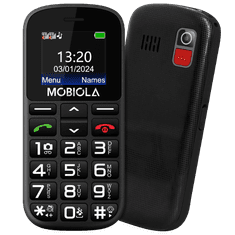 Mobiola MB200, praktický mobilný telefón pre seniorov, SOS tlačidlo, nabíjací stojan, 2 SIM, čierny