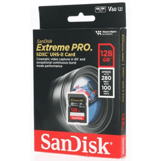 SanDisk Extreme PRO 128 GB V60 UHS-II SD karty, 280/100 MB/s, V60, C10, UHS-II