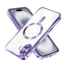 Techsuit Zadný kryt Luxury Crystal MagSafe iPhone 16 fialový