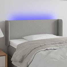 Vidaxl Čelo postele s LED bledosivé 83x16x78/88 cm látka